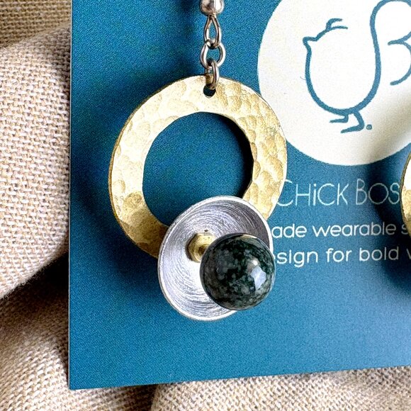 Chick Boss handmade modernist wearable sculpture earrings - Picture 2 of 6